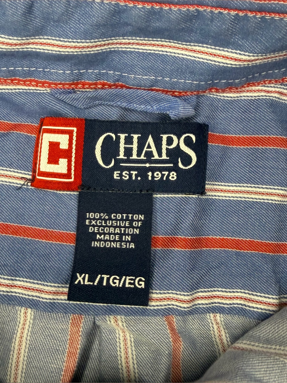 Chaps Men’s Striped Button-Down Shirt - Americana Stripes (Size XL) - Picture 6 of 9